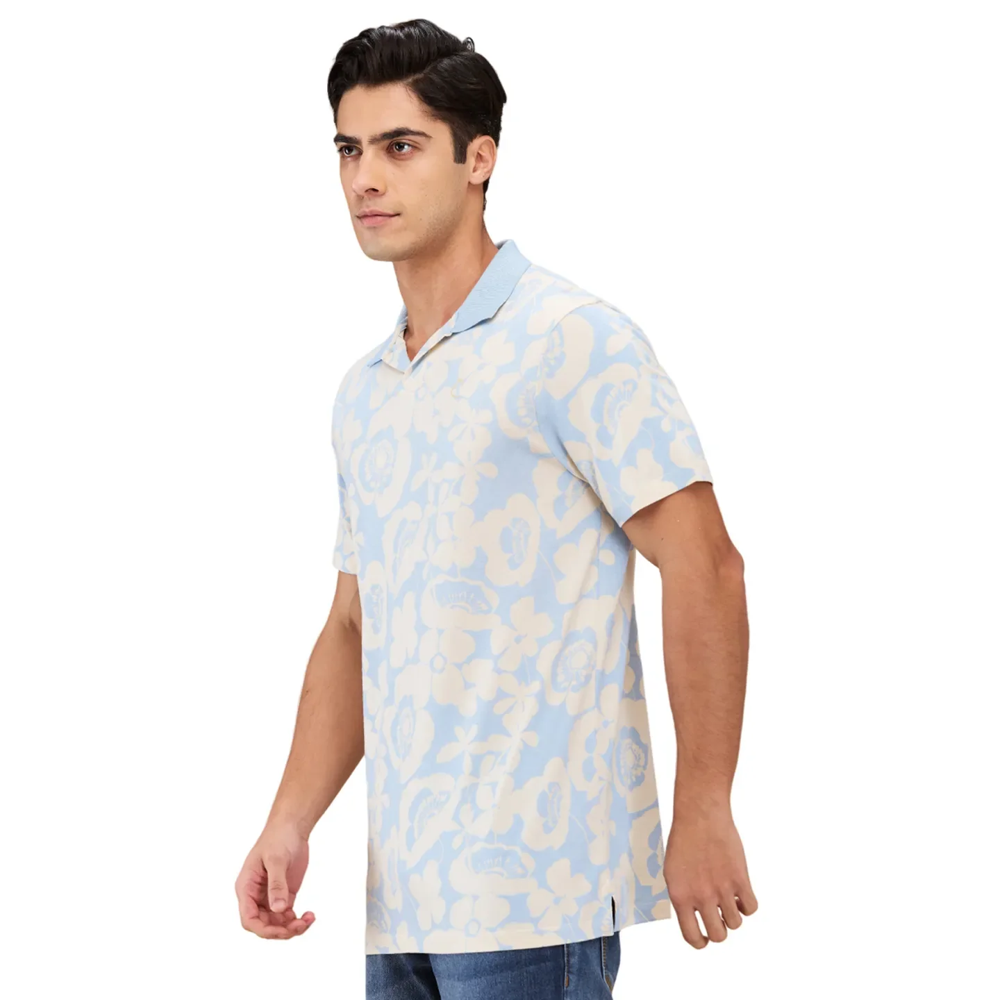 Sky Blue Easy Fit Men's Polo T-shirt by Being Human Clothing - Image 4