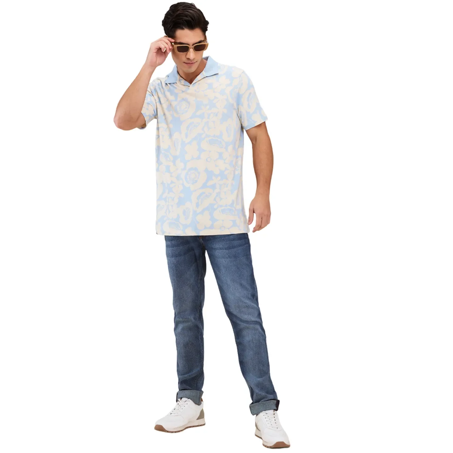 Sky Blue Easy Fit Men's Polo T-shirt by Being Human Clothing - Image 6
