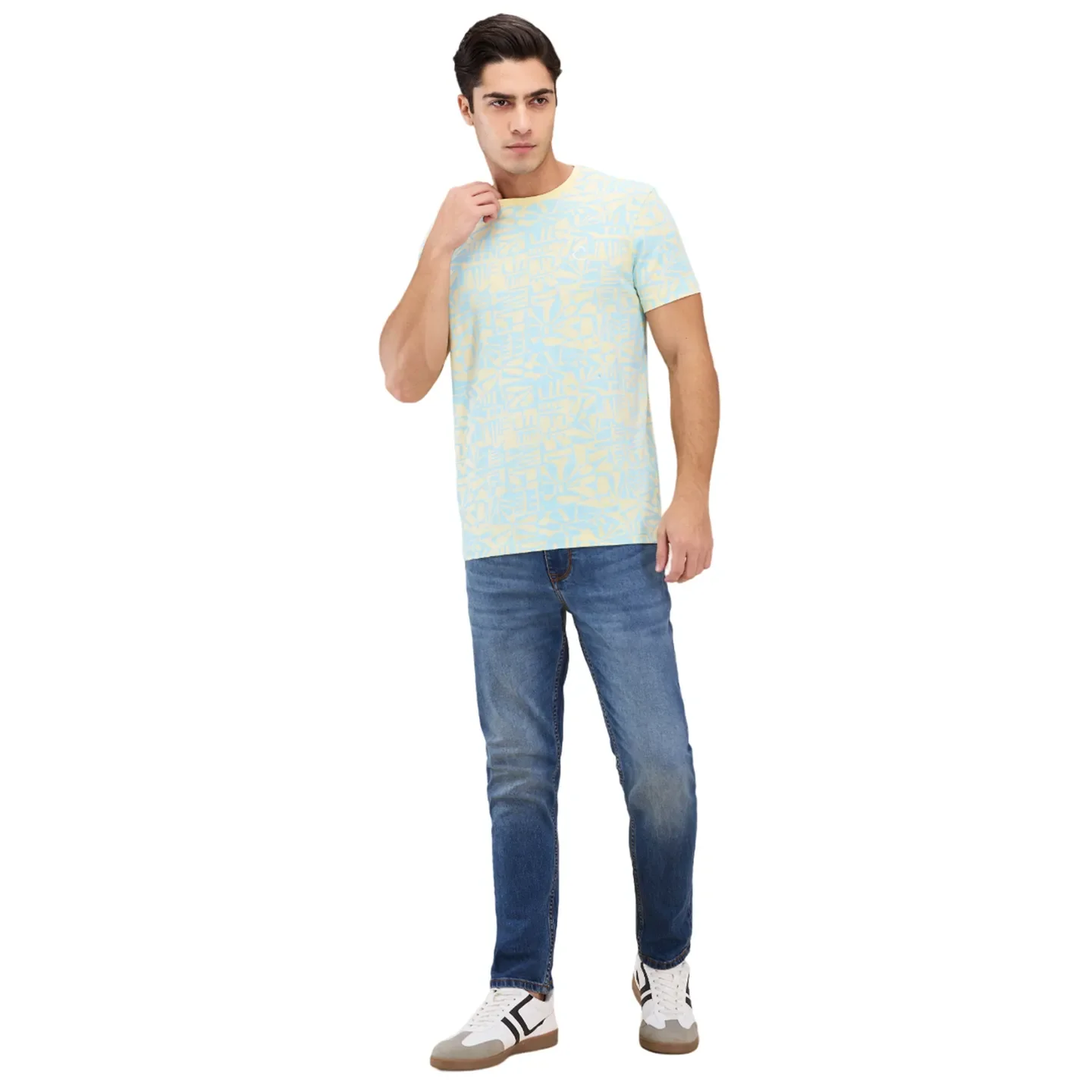 Yellow Slim Fit Round Neck Men's T-Shirt by Being Human Clothing - Image 2