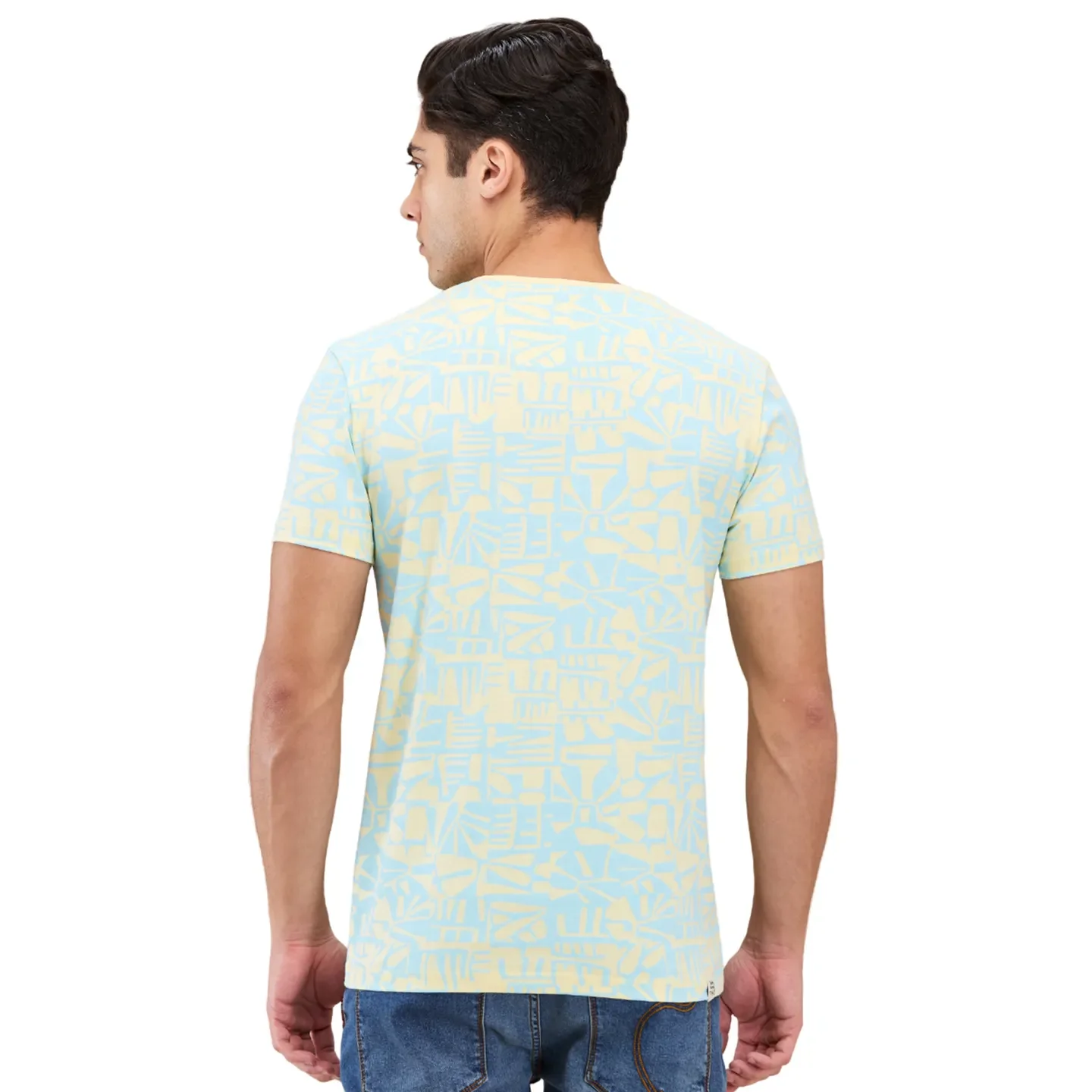 Yellow Slim Fit Round Neck Men's T-Shirt by Being Human Clothing - Image 3