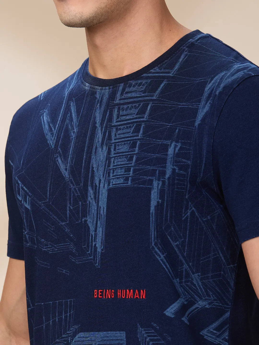 Indigo Slim Fit Round Neck Men's T-Shirt by Being Human Clothing - Image 5