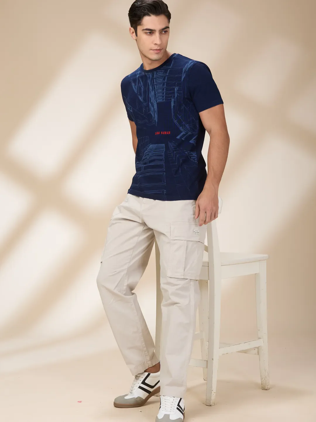 Indigo Slim Fit Round Neck Men's T-Shirt by Being Human Clothing - Image 6