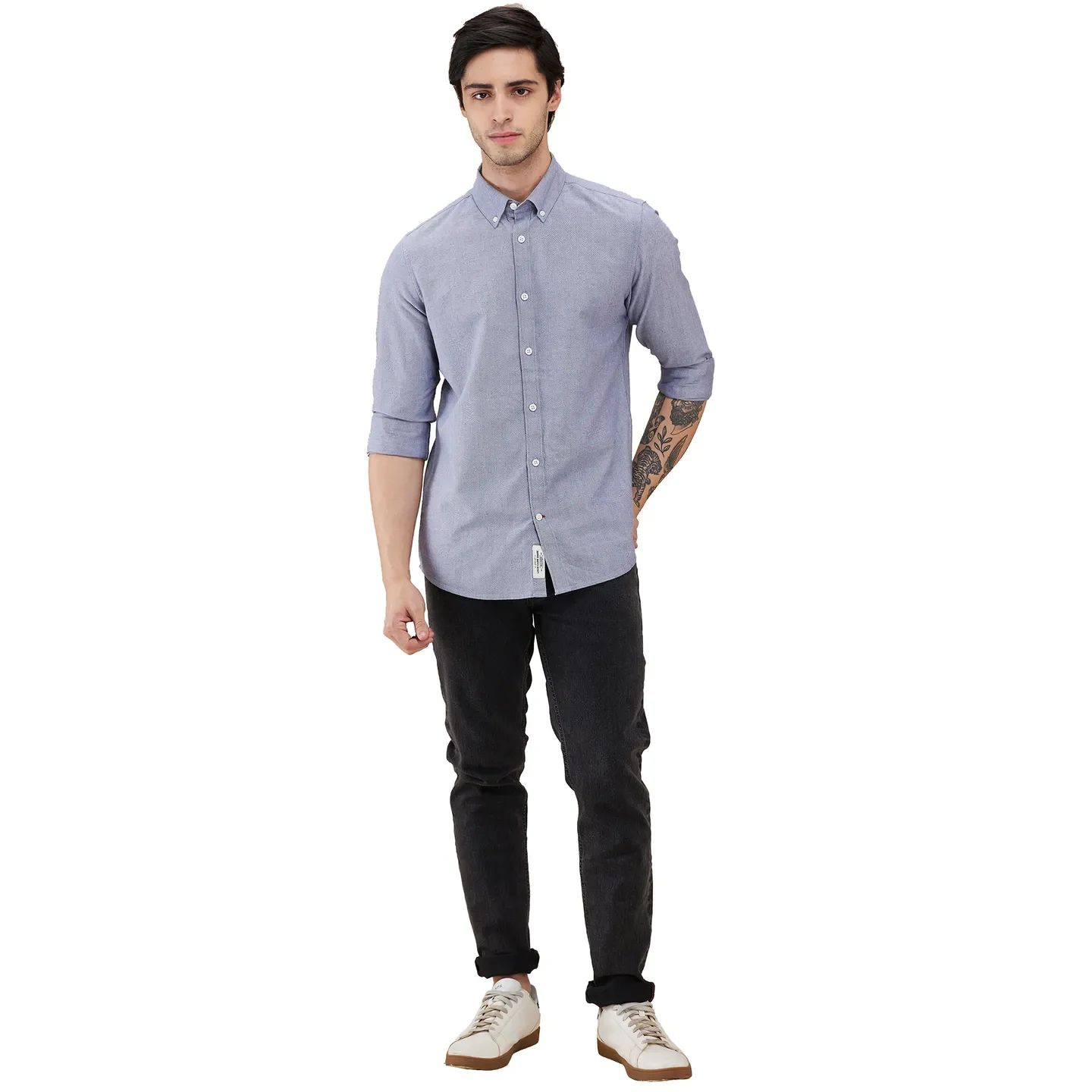 Navy Slim Fit Regular Collar Men's Shirt by Being Human Clothing - Image 2