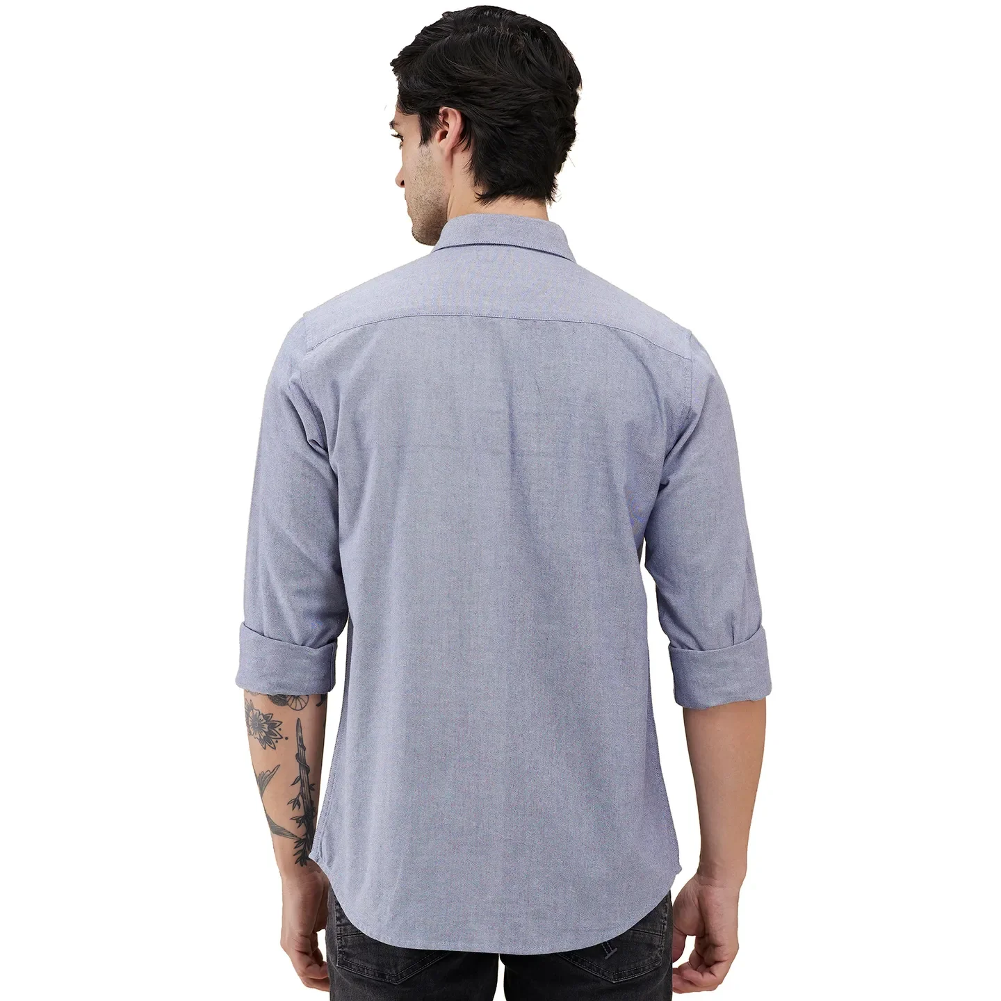 Navy Slim Fit Regular Collar Men's Shirt by Being Human Clothing - Image 3