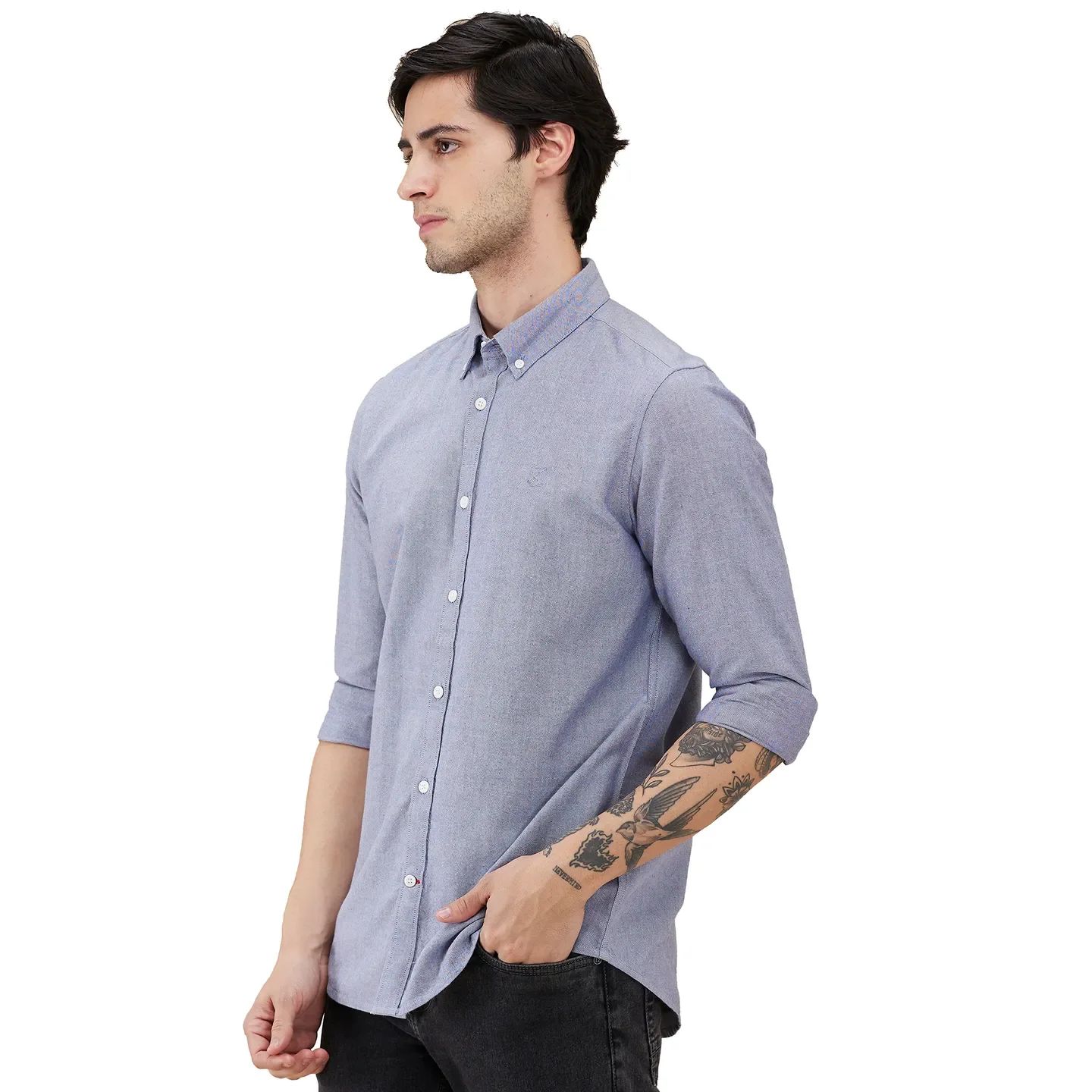 Navy Slim Fit Regular Collar Men's Shirt by Being Human Clothing - Image 4