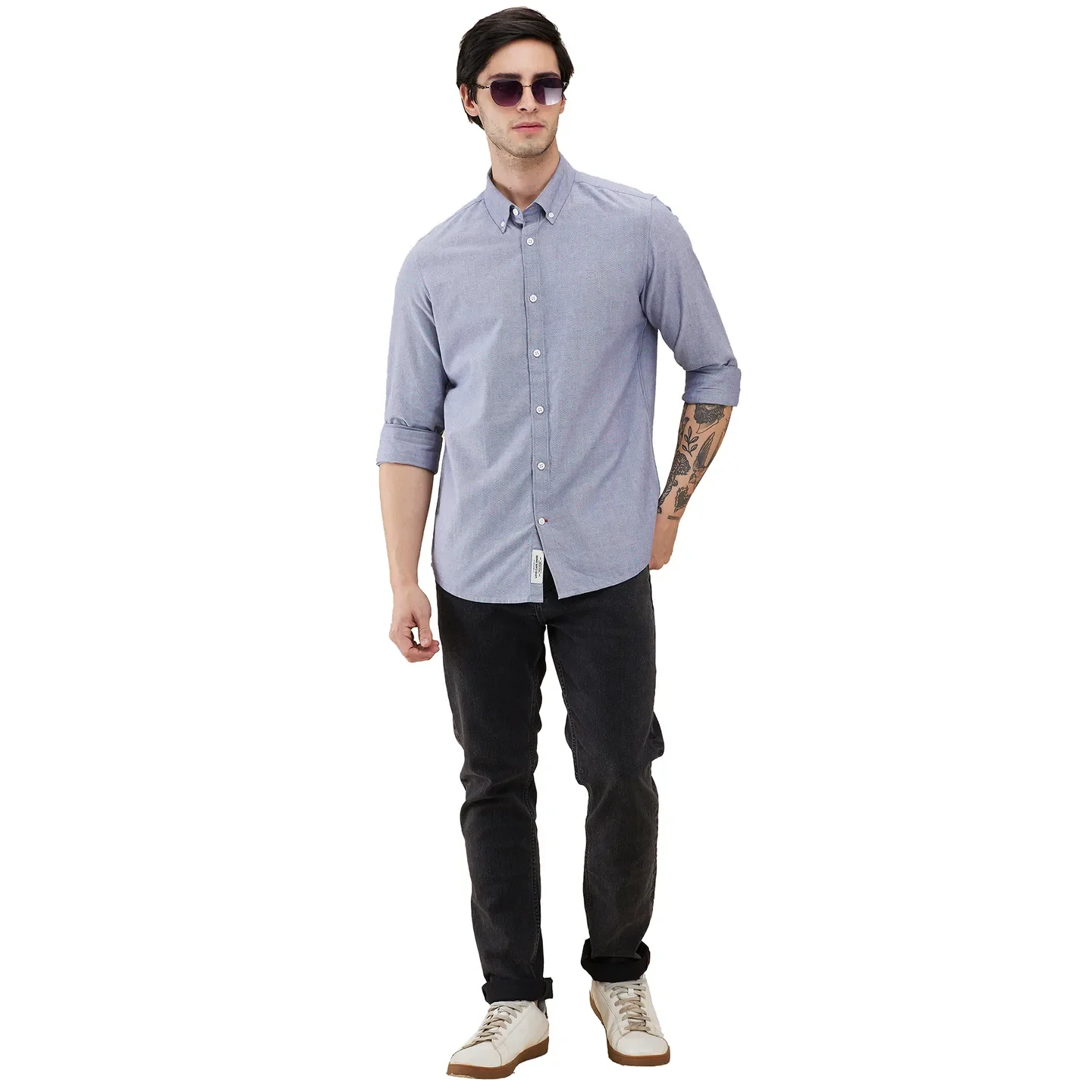 Navy Slim Fit Regular Collar Men's Shirt by Being Human Clothing - Image 6
