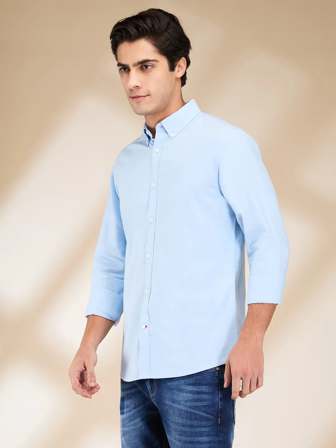 Sky Blue Slim Fit Regular Collar Men's Shirt by Being Human Clothing - Image 4