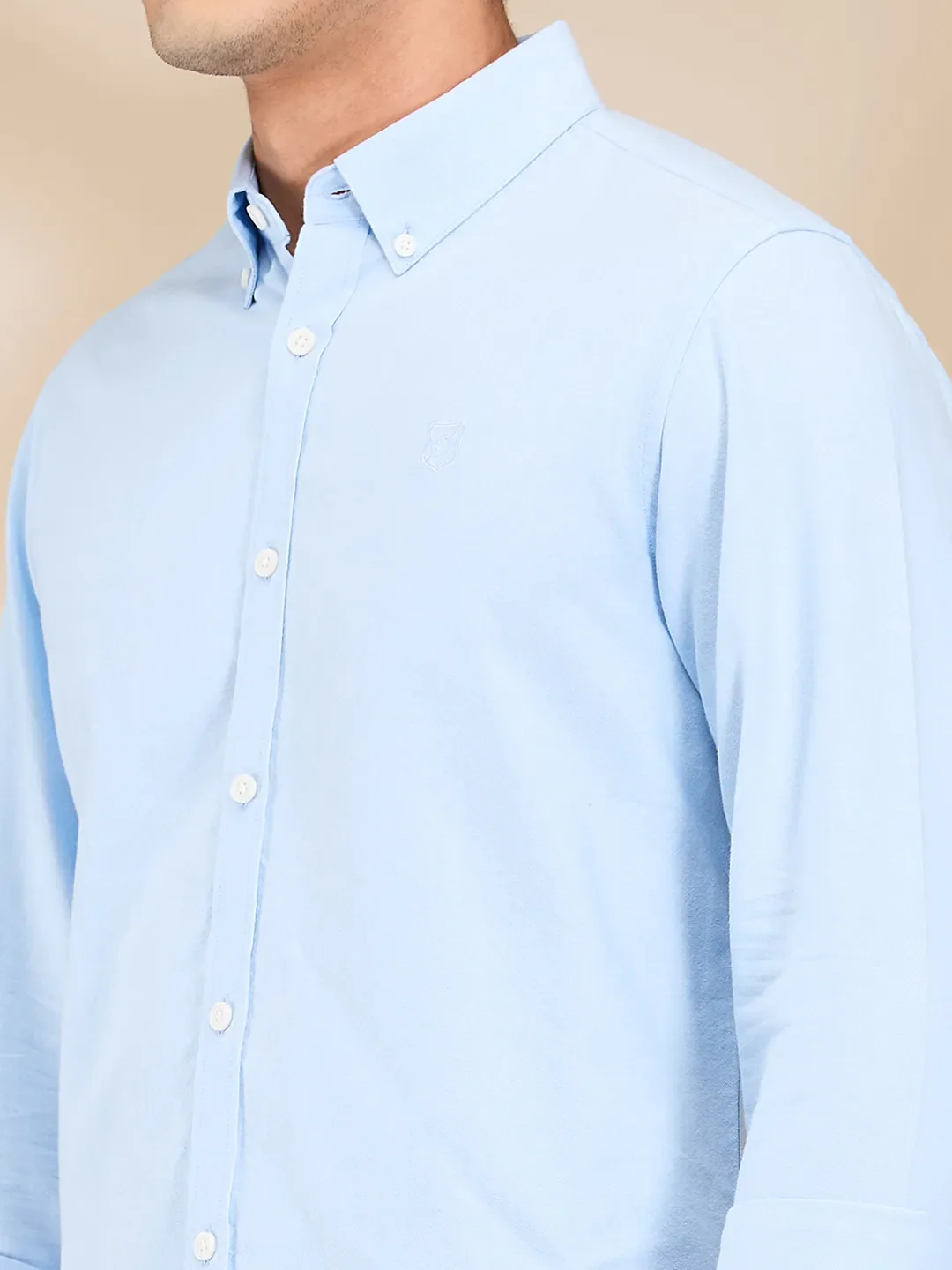 Sky Blue Slim Fit Regular Collar Men's Shirt by Being Human Clothing - Image 5