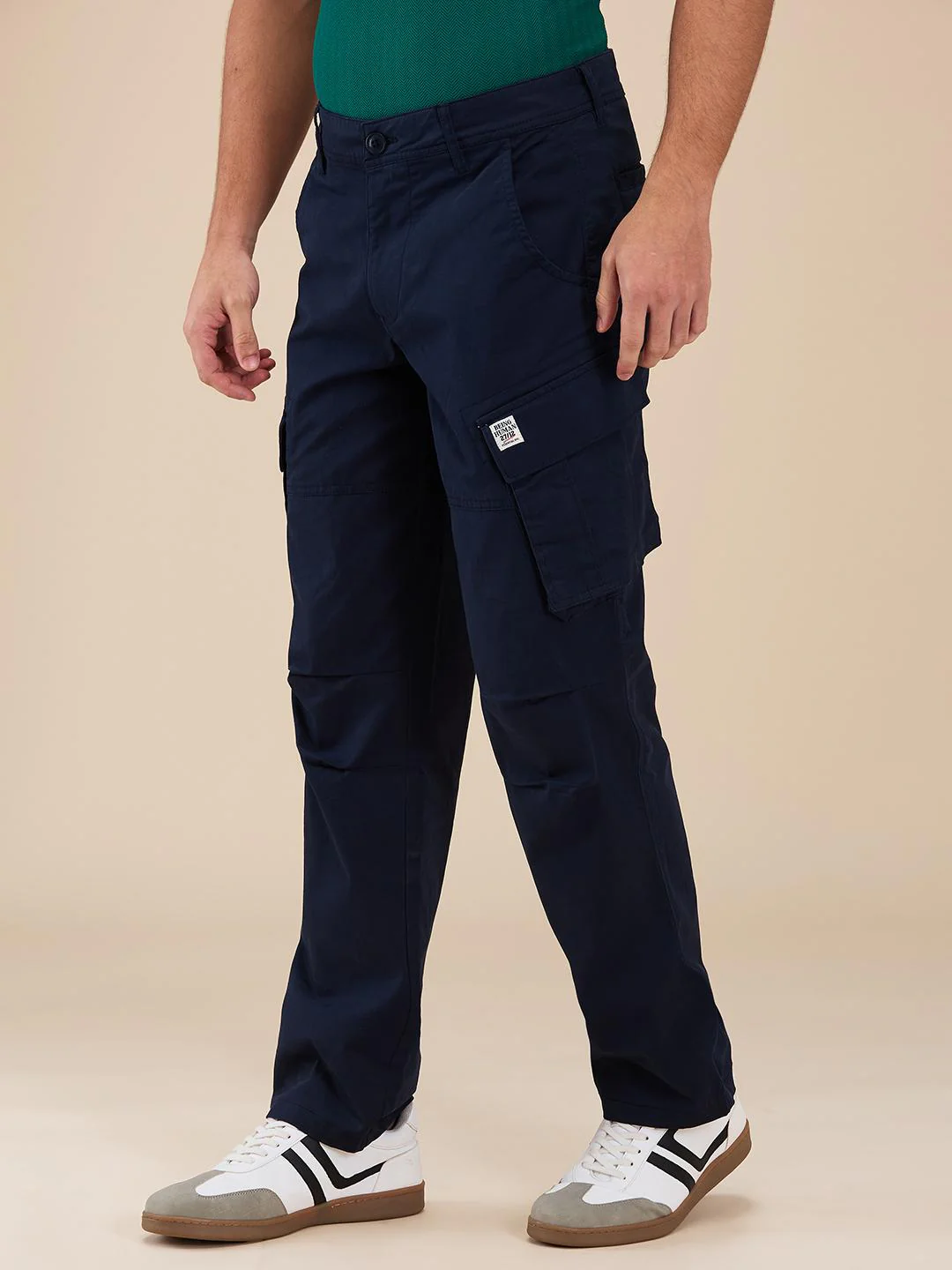 Navy Slim Fit Cargo For Men By Being Human Clothing - Image 2