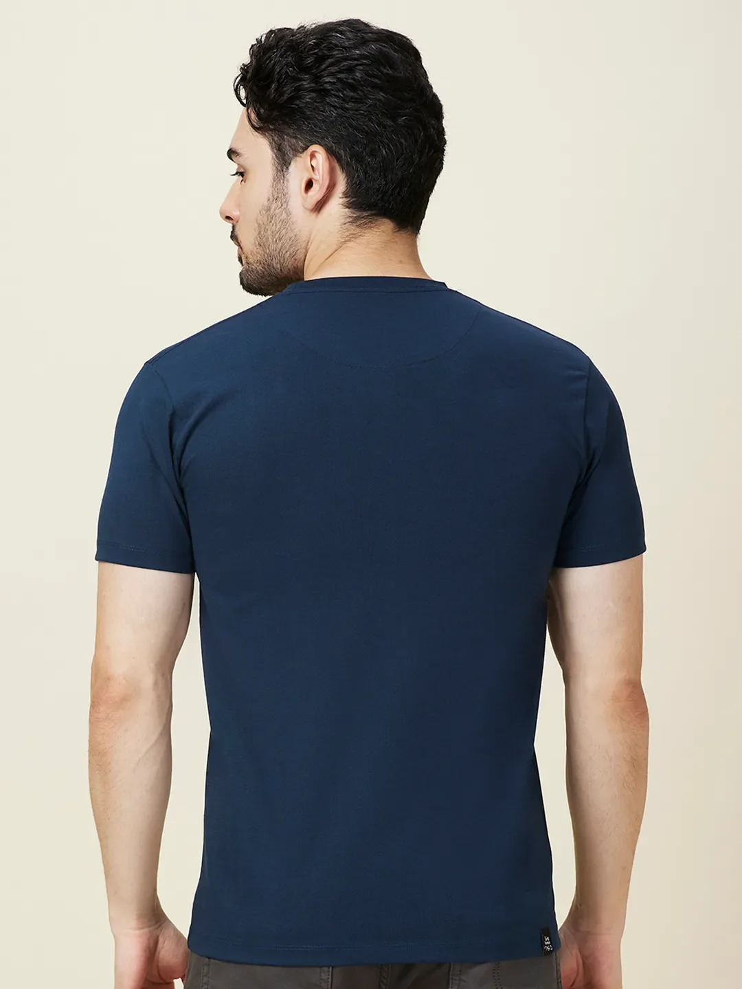 Navy Slim Fit Round Neck Men's T-Shirt by Being Human Clothing - Image 3