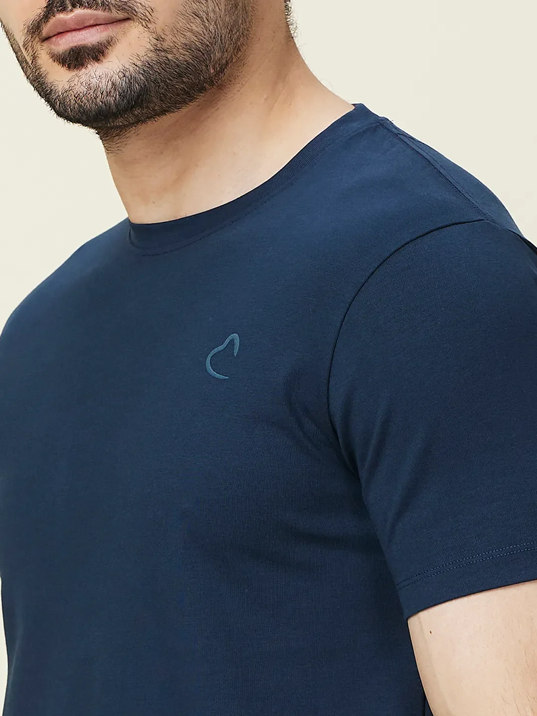 Navy Slim Fit Round Neck Men's T-Shirt by Being Human Clothing - Image 5