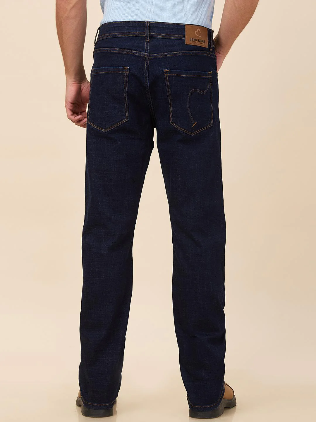 Dark Blue Boot Cut Fit Denims For Men By Being Human Clothing - Image 3