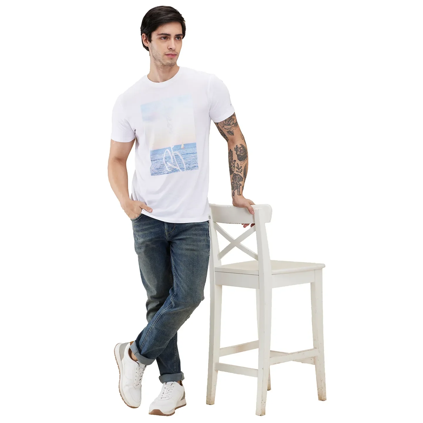 Blue Slim Fit Denims For Men By Being Human Clothing - Image 6