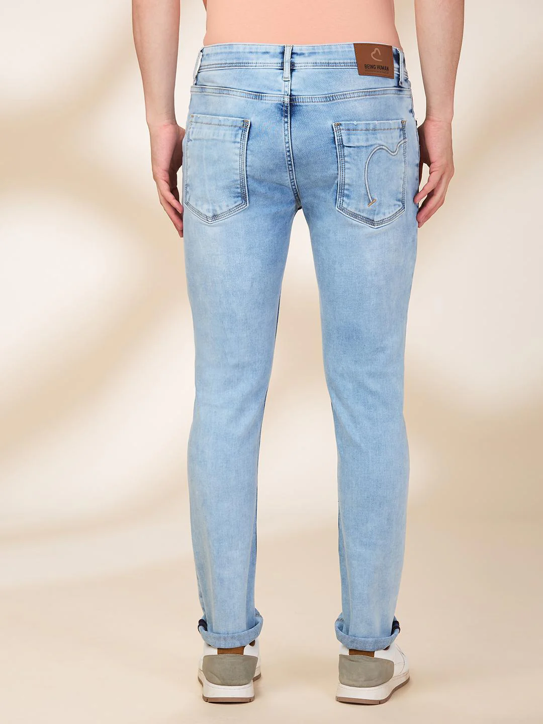 Light Blue Slim Fit Denims For Men By Being Human Clothing - Image 3