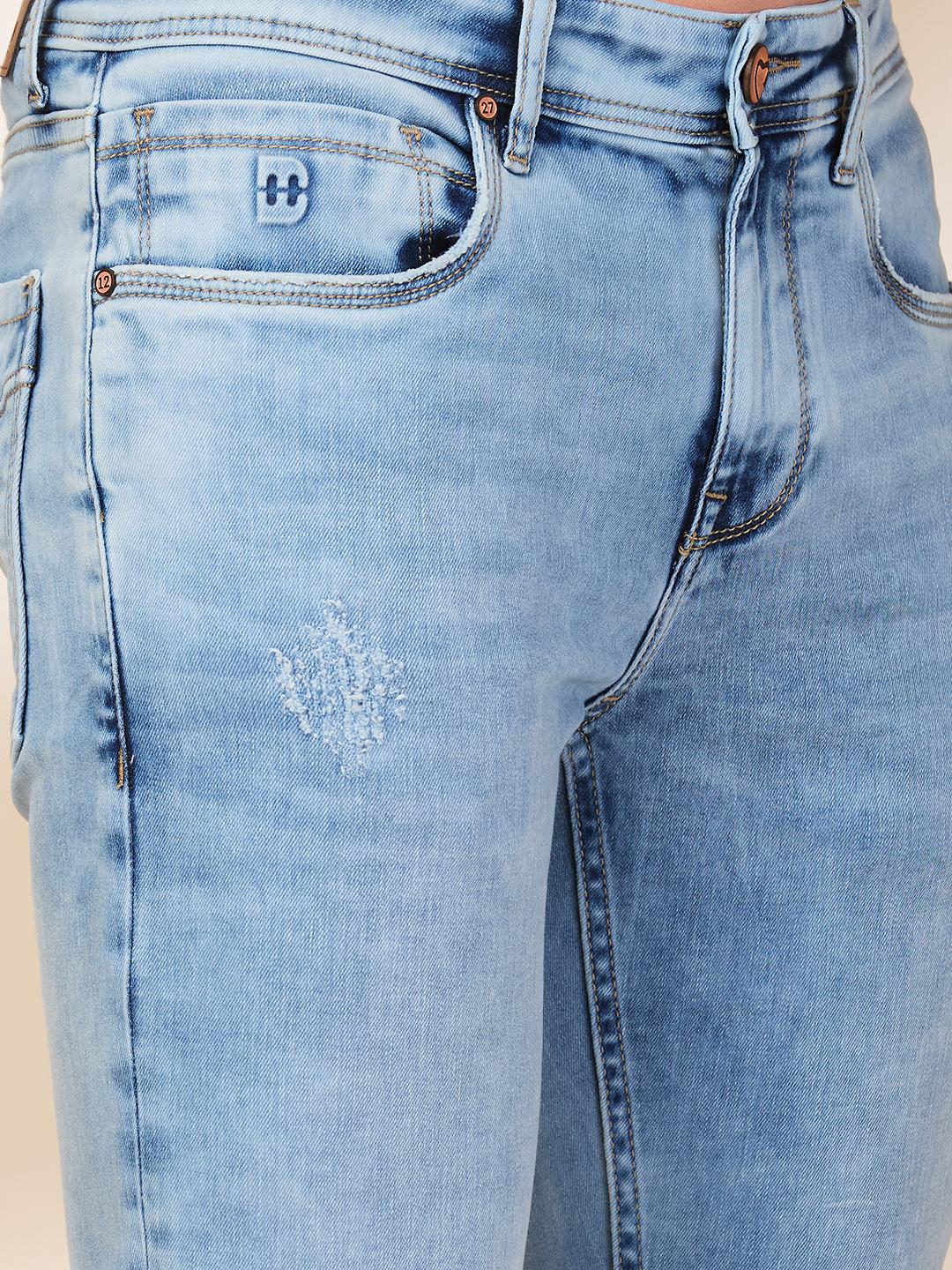 Light Blue Slim Fit Denims For Men By Being Human Clothing - Image 4