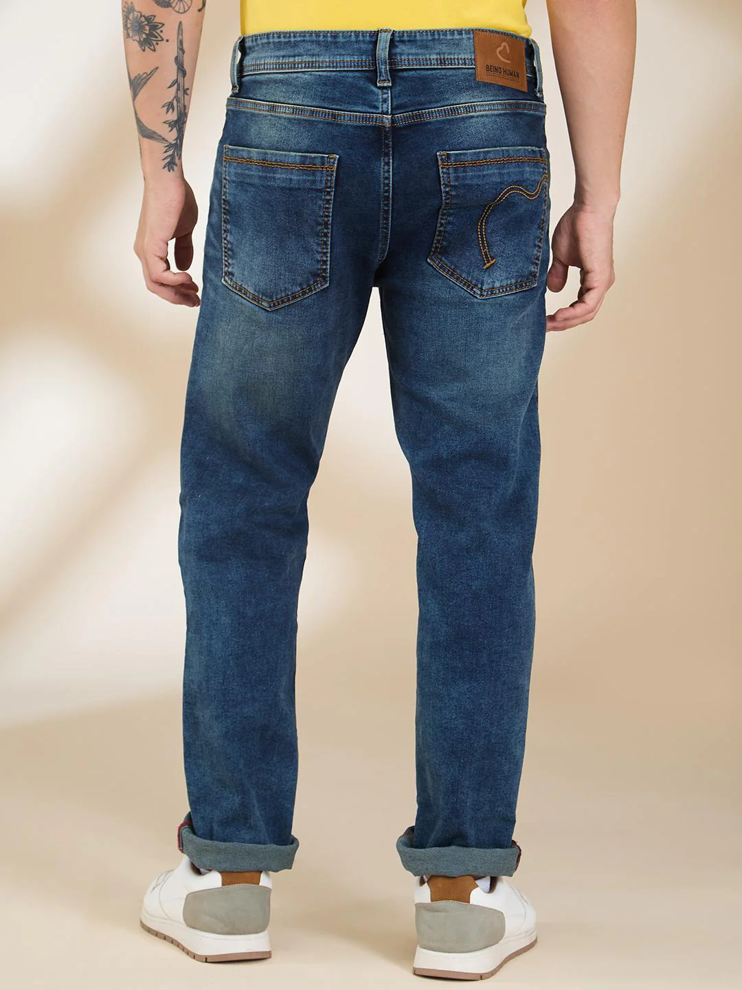 Blue Straight Fit Denims For Men By Being Human Clothing - Image 3