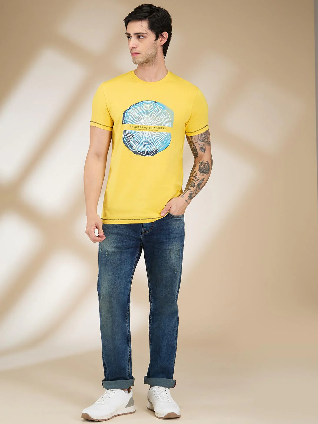 Blue Straight Fit Denims For Men By Being Human Clothing - Image 5