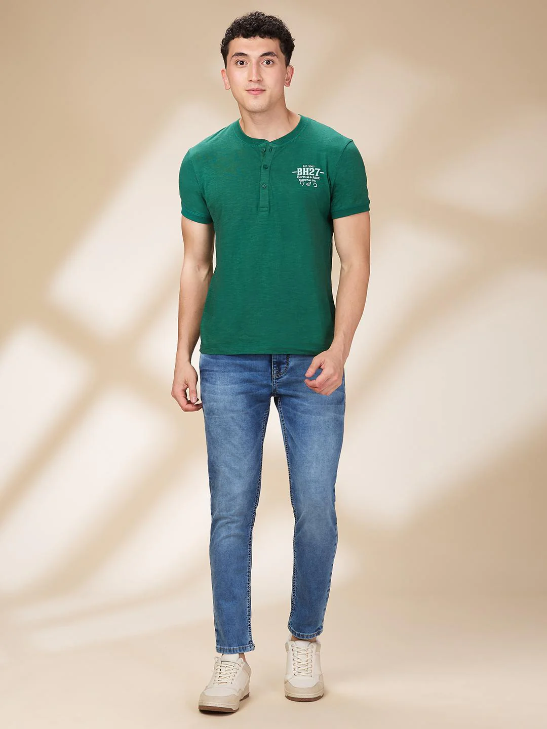 Blue Cropped Fit Denims For Men By Being Human Clothing - Image 5
