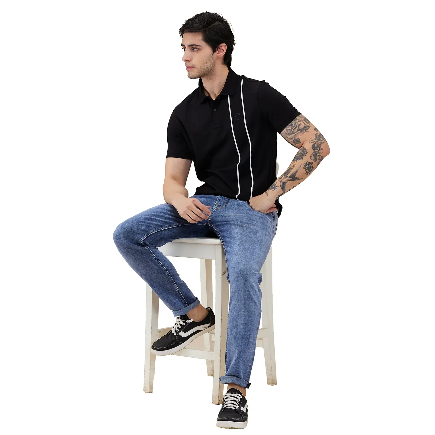 Blue Cropped Fit Denims For Men By Being Human Clothing - Image 6