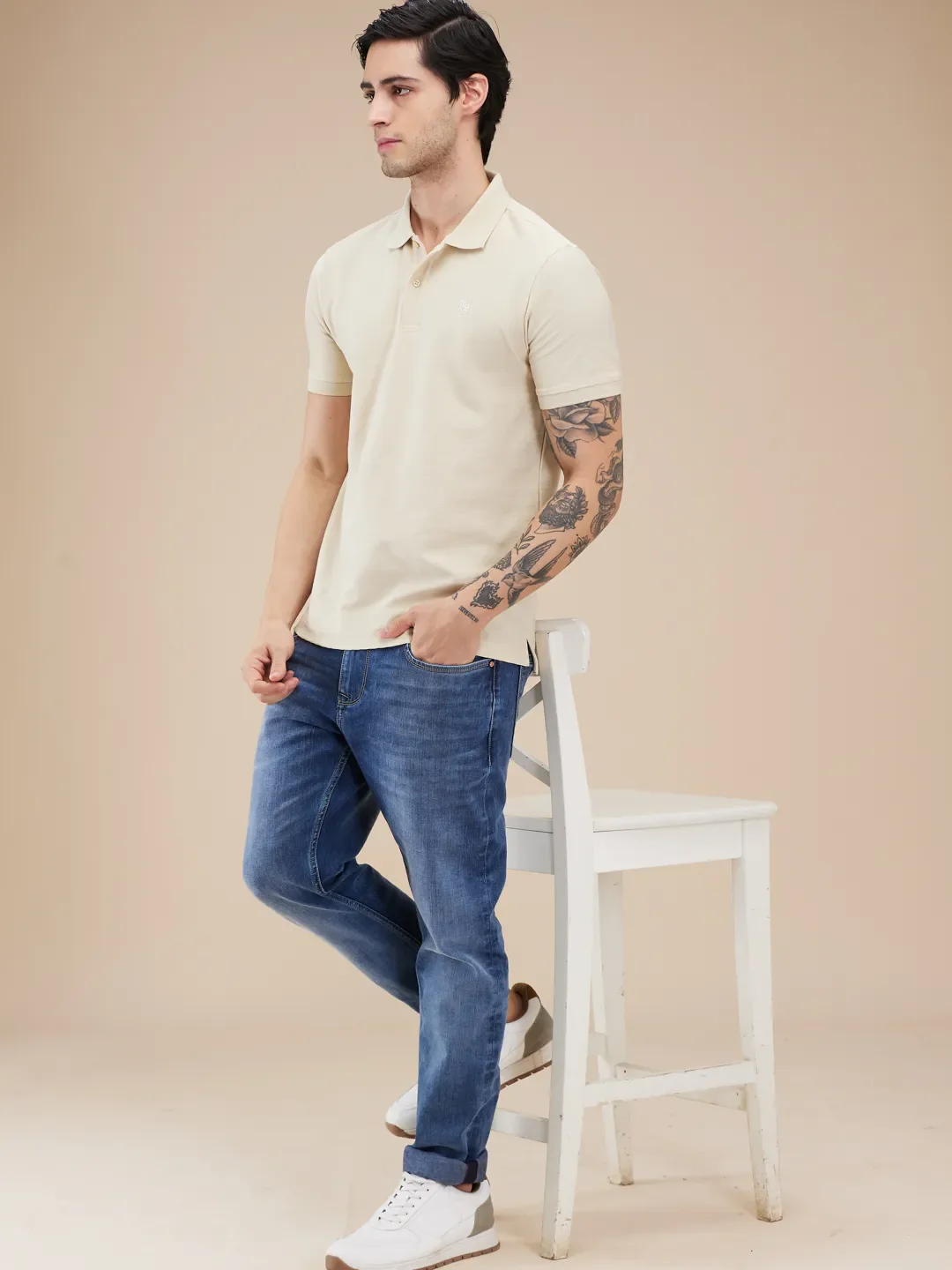 Blue Straight Fit Denims For Men By Being Human Clothing - Image 6