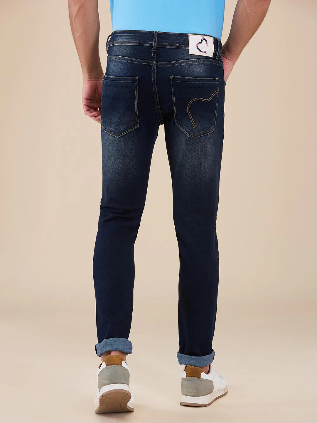 Dark Blue Slim Fit Denims For Men By Being Human Clothing - Image 3