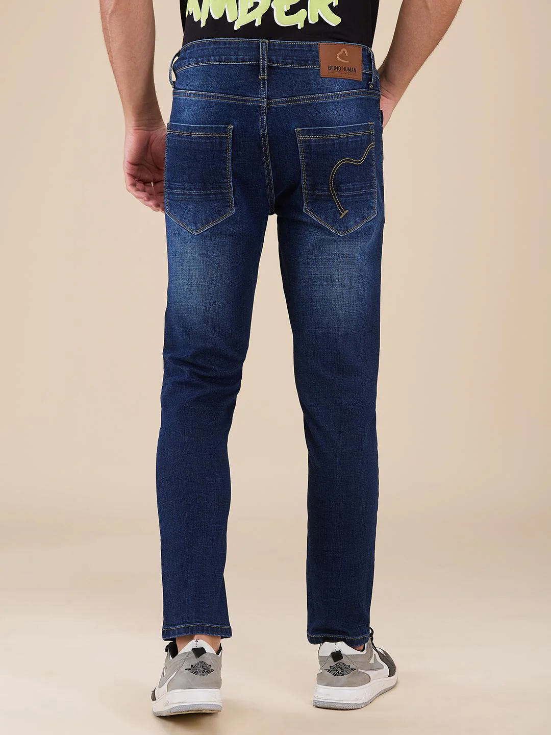 Blue Cropped Fit Denims For Men By Being Human Clothing - Image 3