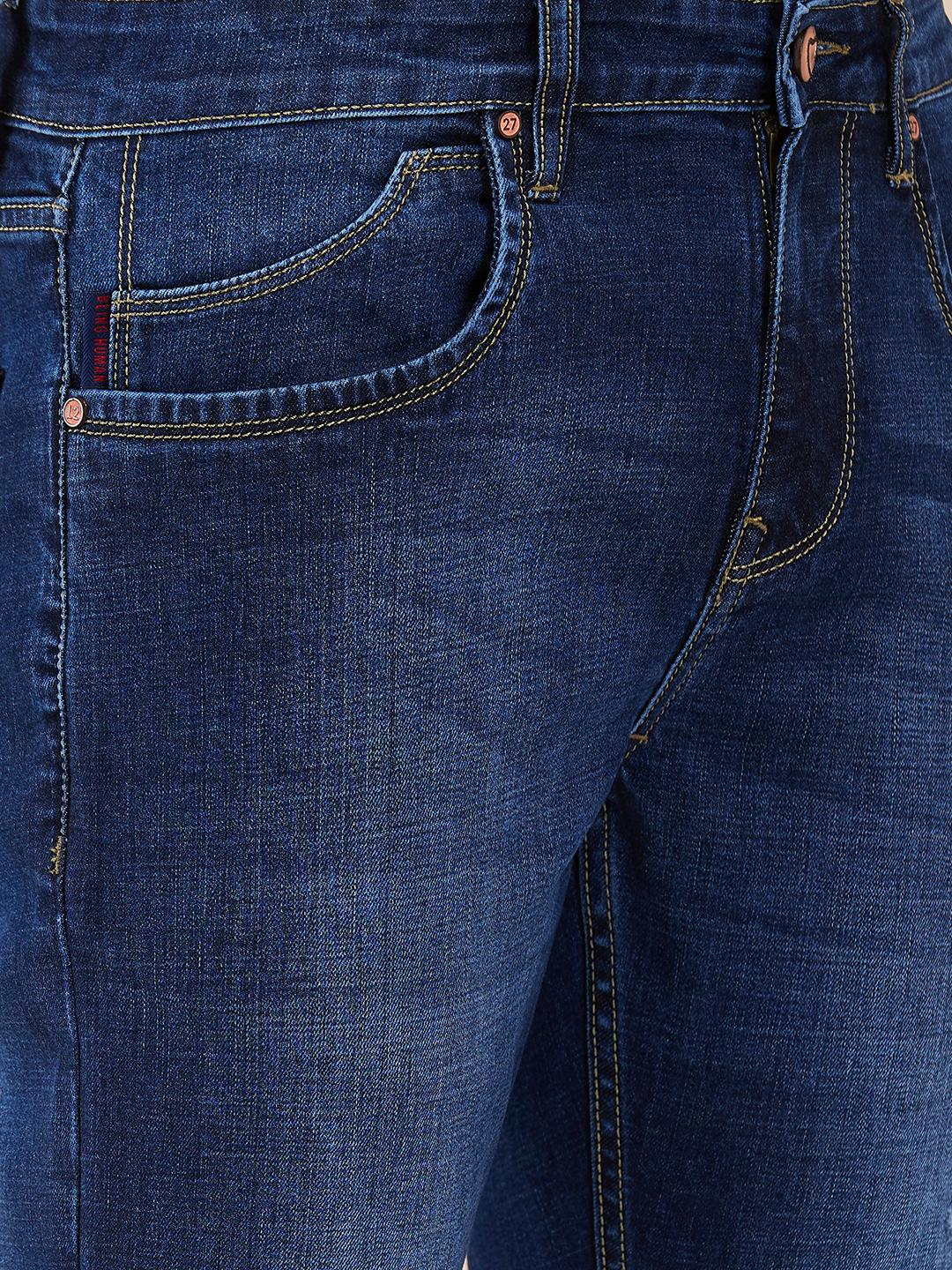 Blue Cropped Fit Denims For Men By Being Human Clothing - Image 4