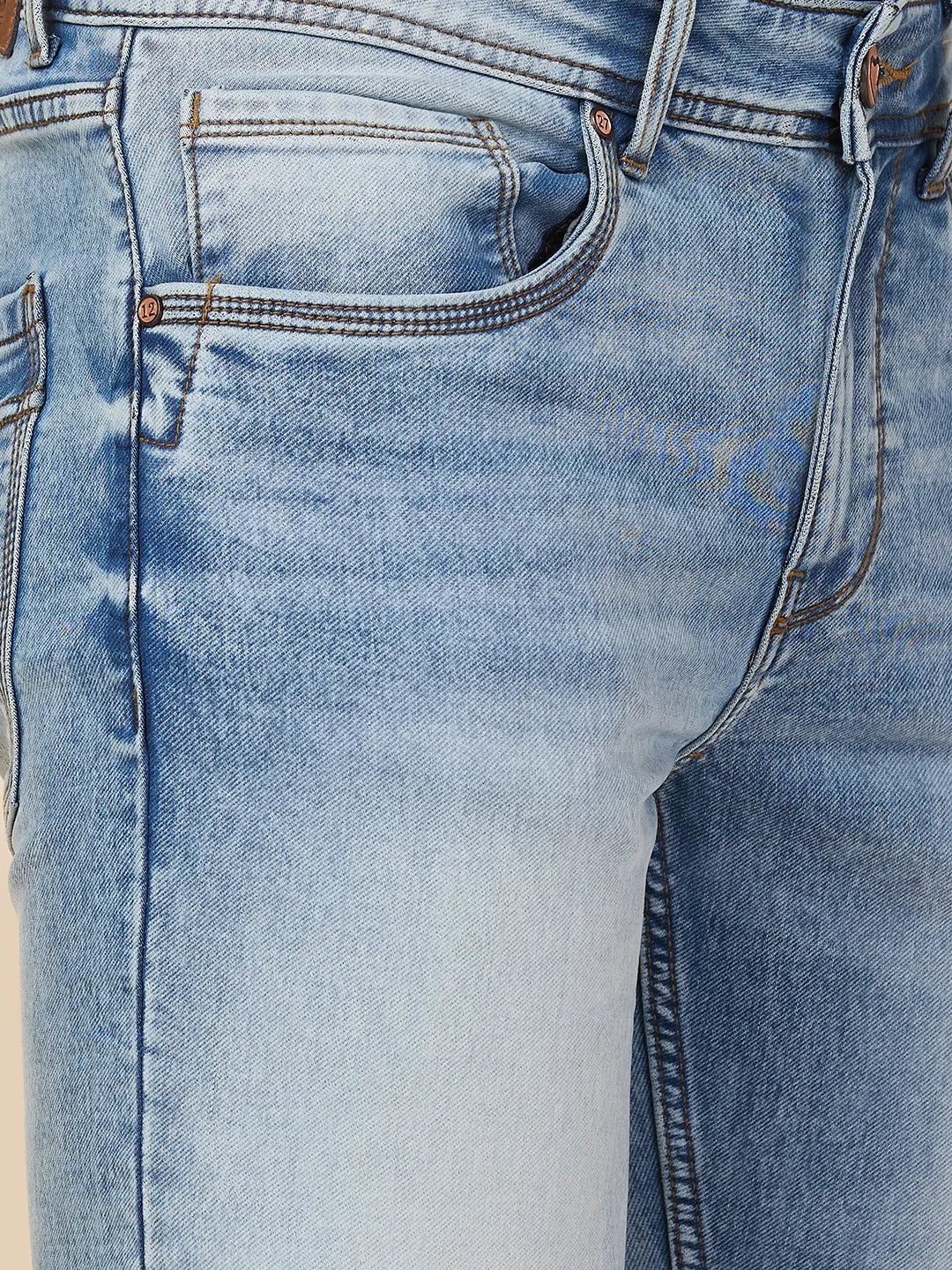 Light Blue Skinny Fit Denims For Men By Being Human Clothing - Image 5