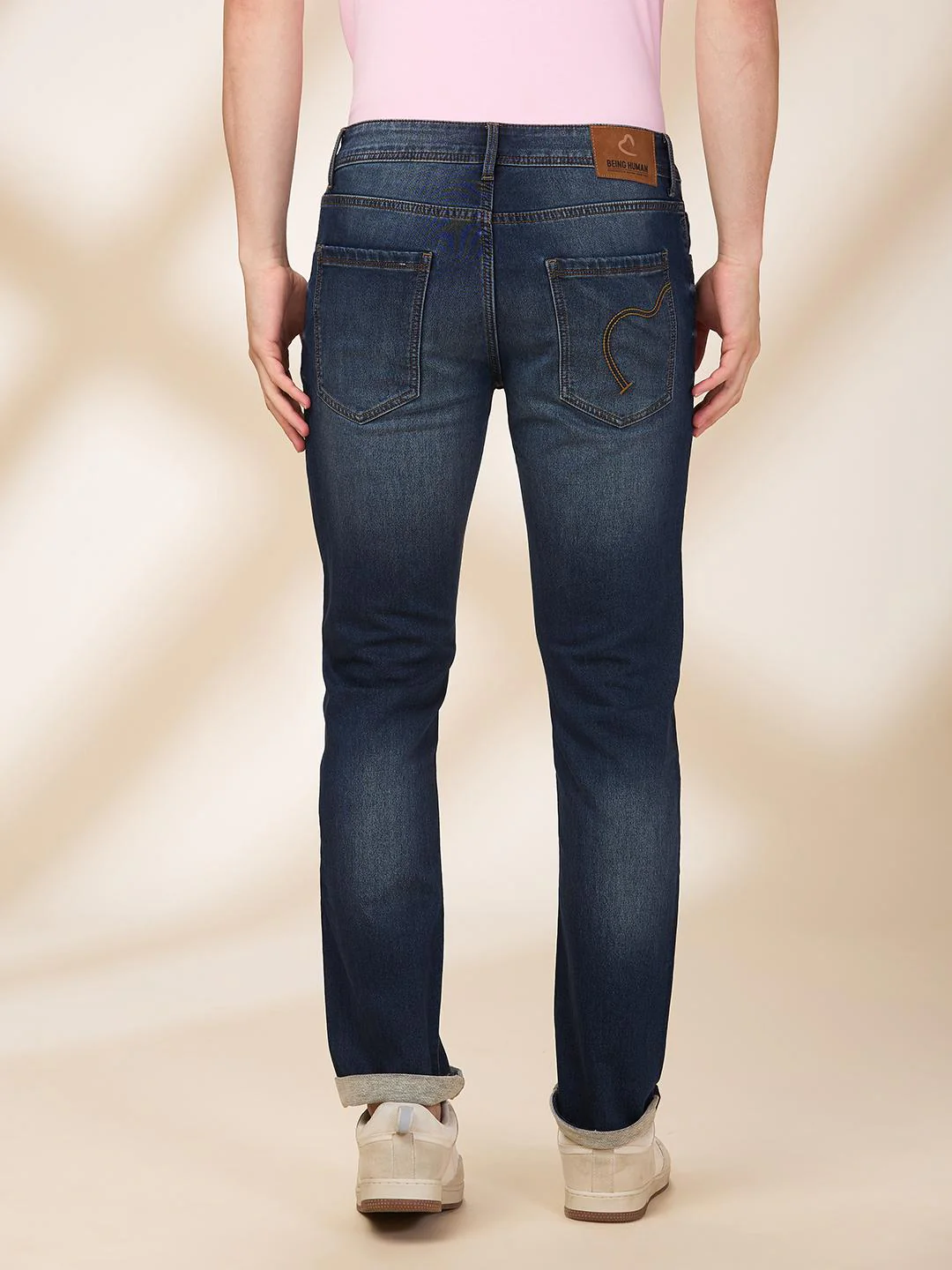 Dark Blue Slim Fit Denims For Men By Being Human Clothing - Image 3