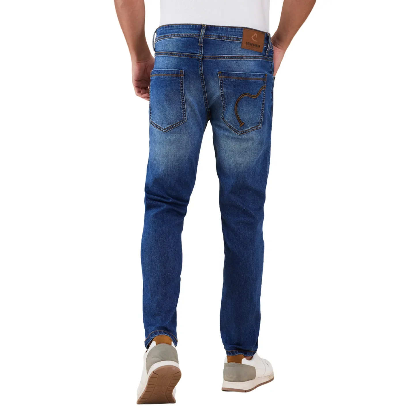 Blue Cropped Fit Denims For Men By Being Human Clothing - Image 3