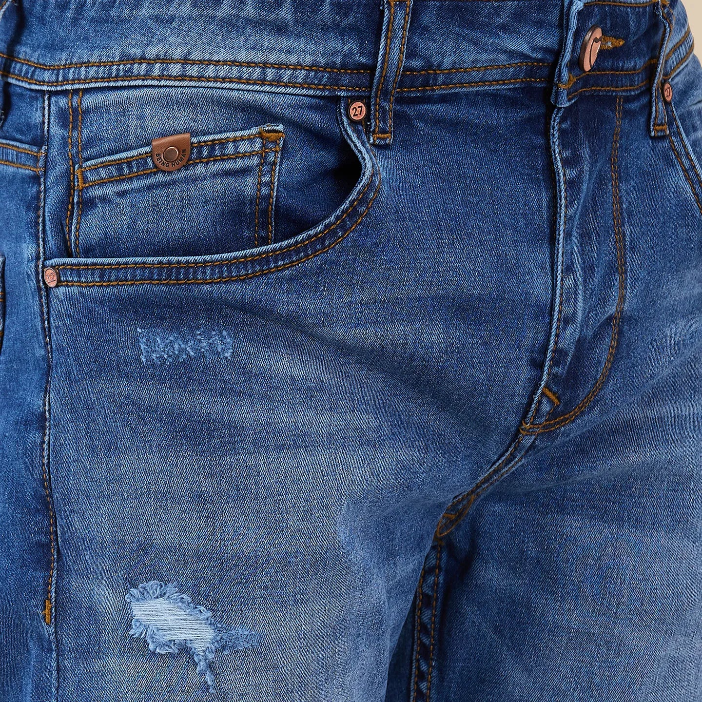 Blue Slim Fit Men's Denims by Being Human Clothing - Image 5