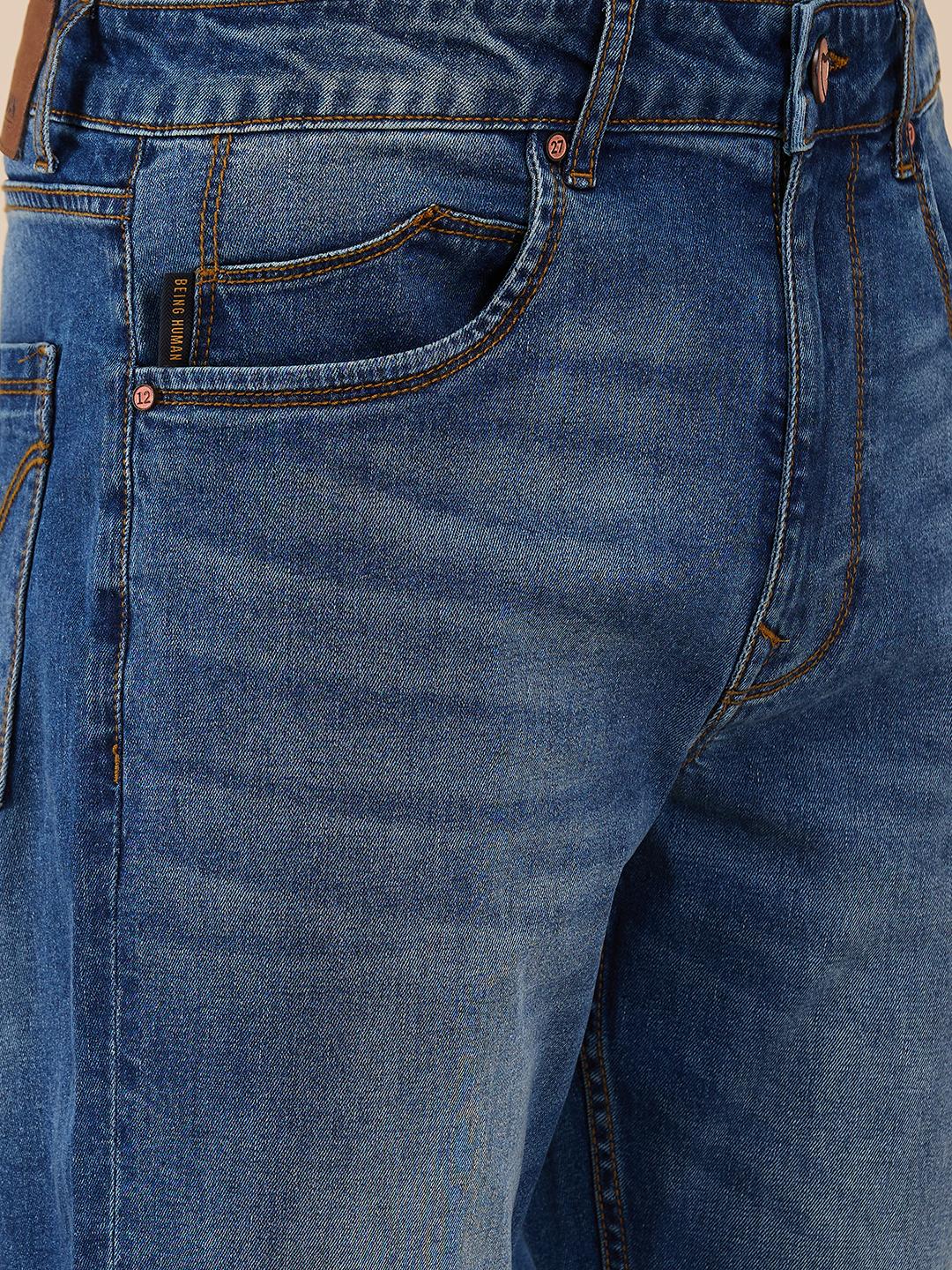 Blue Boot Cut Fit Denims For Men By Being Human Clothing - Image 4
