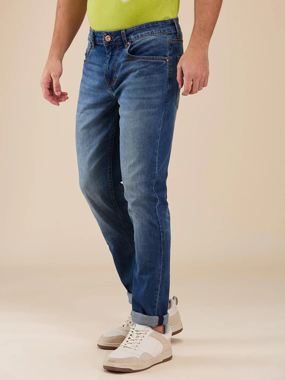 Blue Slim Fit Denims For Men By Being Human Clothing - Image 2