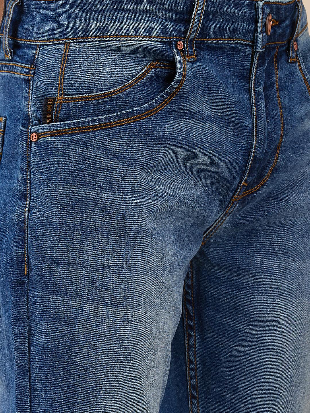 Blue Slim Fit Denims For Men By Being Human Clothing - Image 4