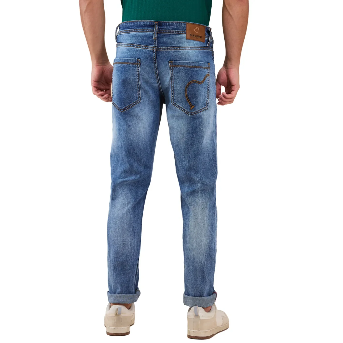 Blue Slim Fit Denims For Men By Being Human Clothing - Image 3
