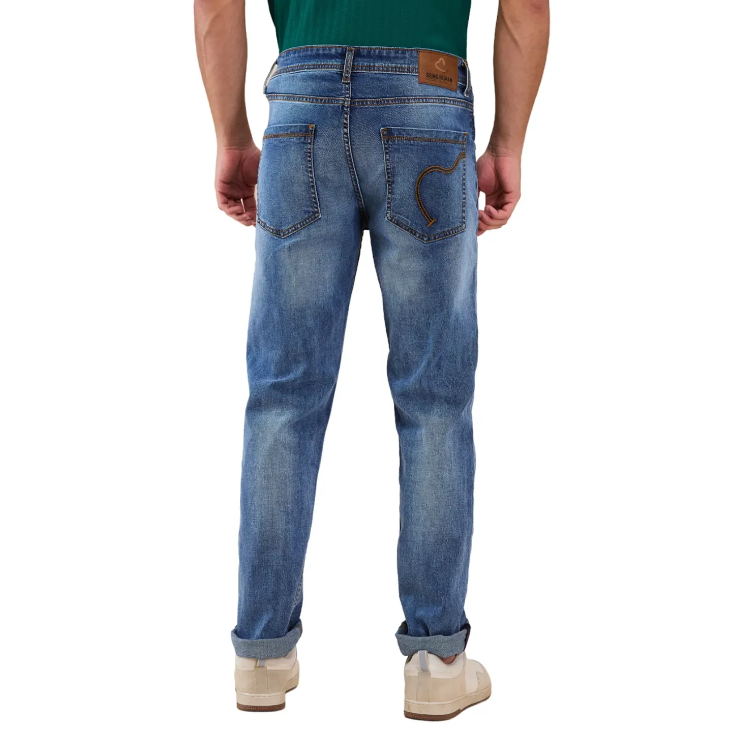Blue Straight Fit Denims For Men By Being Human Clothing - Image 3