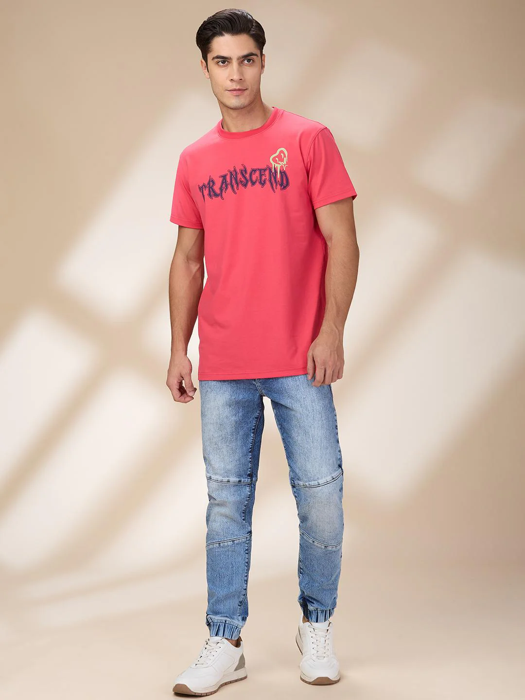 Light Blue Slim Fit Joggers For Men By Being Human Clothing - Image 5