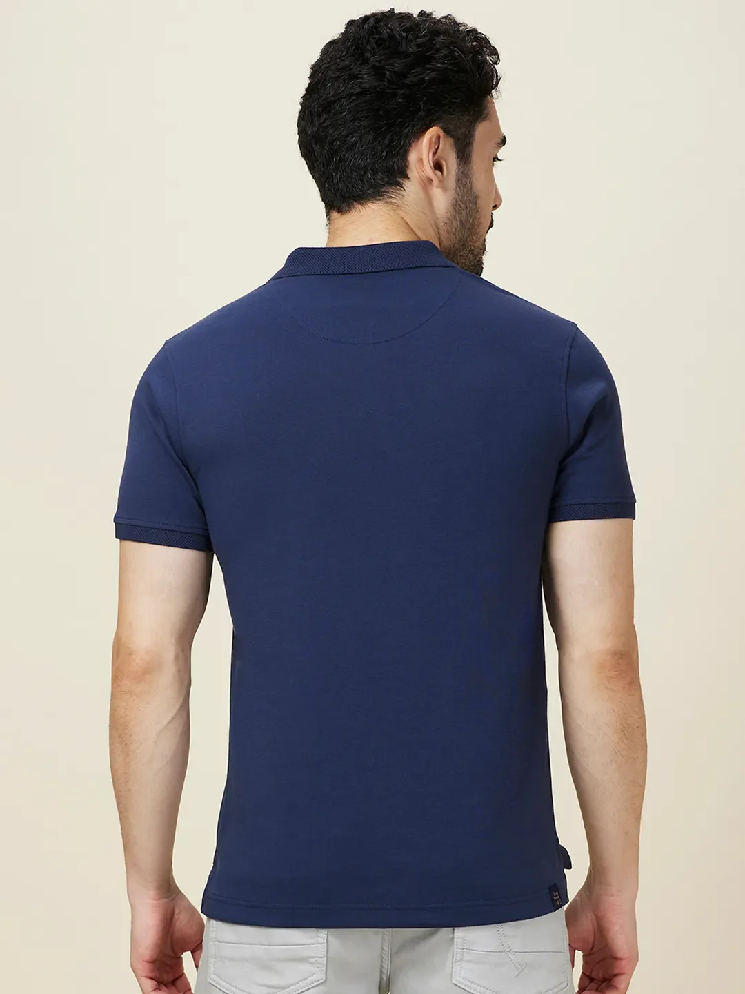 Navy Regular Fit Men's Polo T-shirt by Being Human Clothing - Image 3