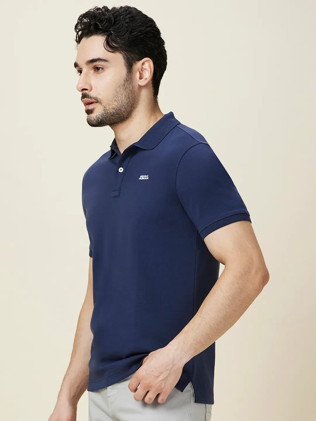 Navy Regular Fit Men's Polo T-shirt by Being Human Clothing - Image 4