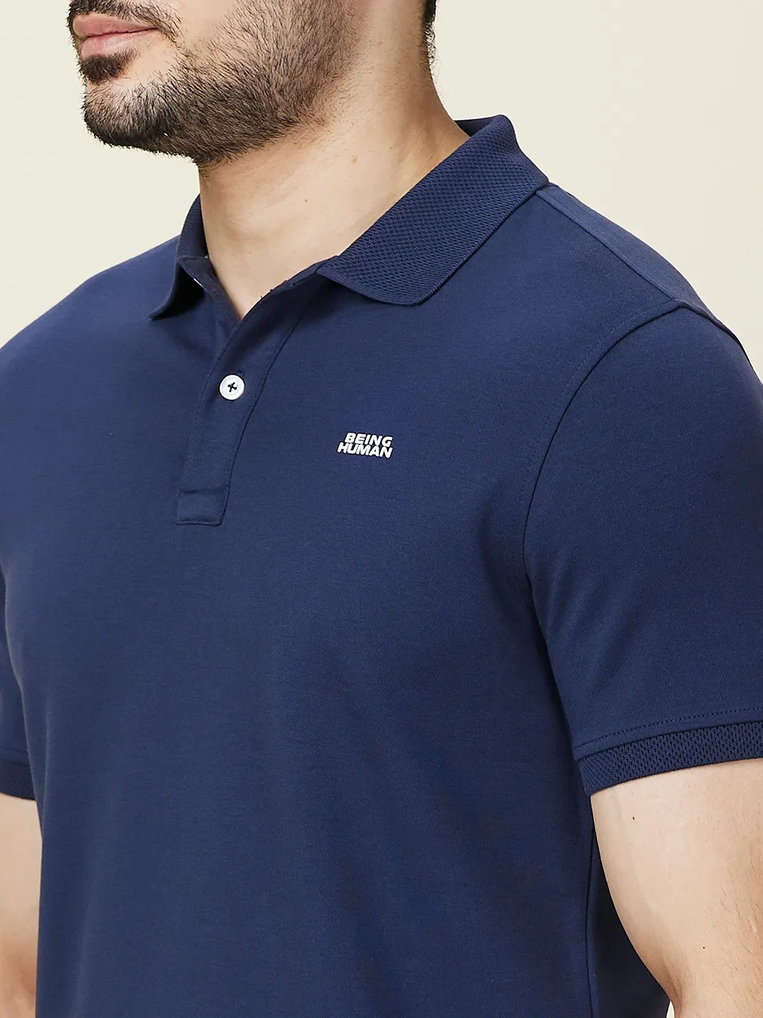 Navy Regular Fit Men's Polo T-shirt by Being Human Clothing - Image 5