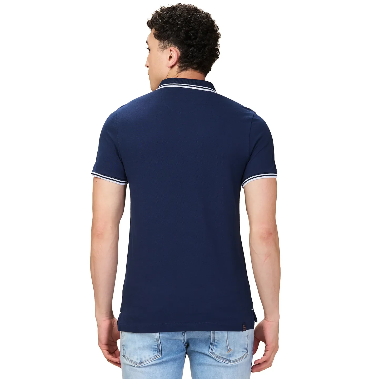 Navy Regular Fit Men's Polo T-shirt by Being Human Clothing - Image 3