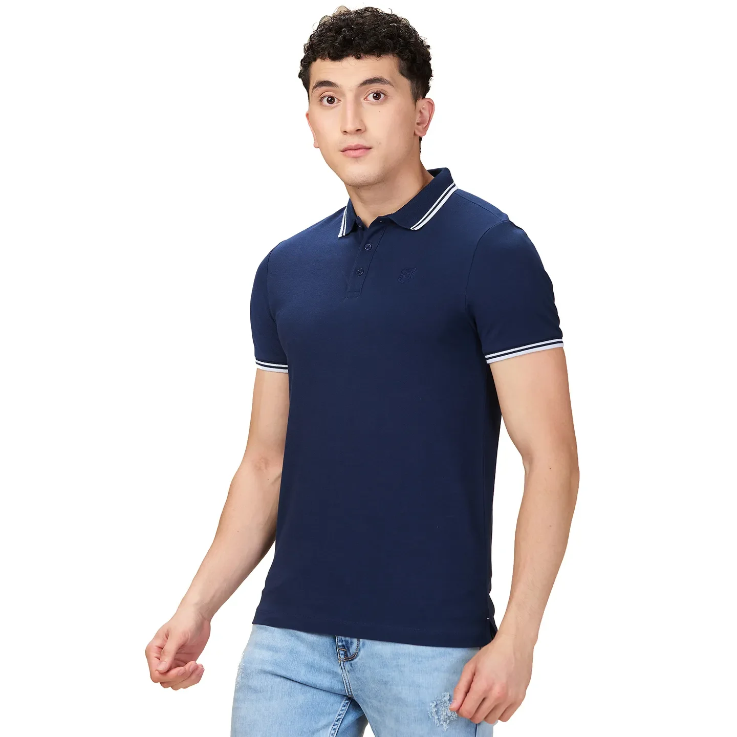 Navy Regular Fit Men's Polo T-shirt by Being Human Clothing - Image 4