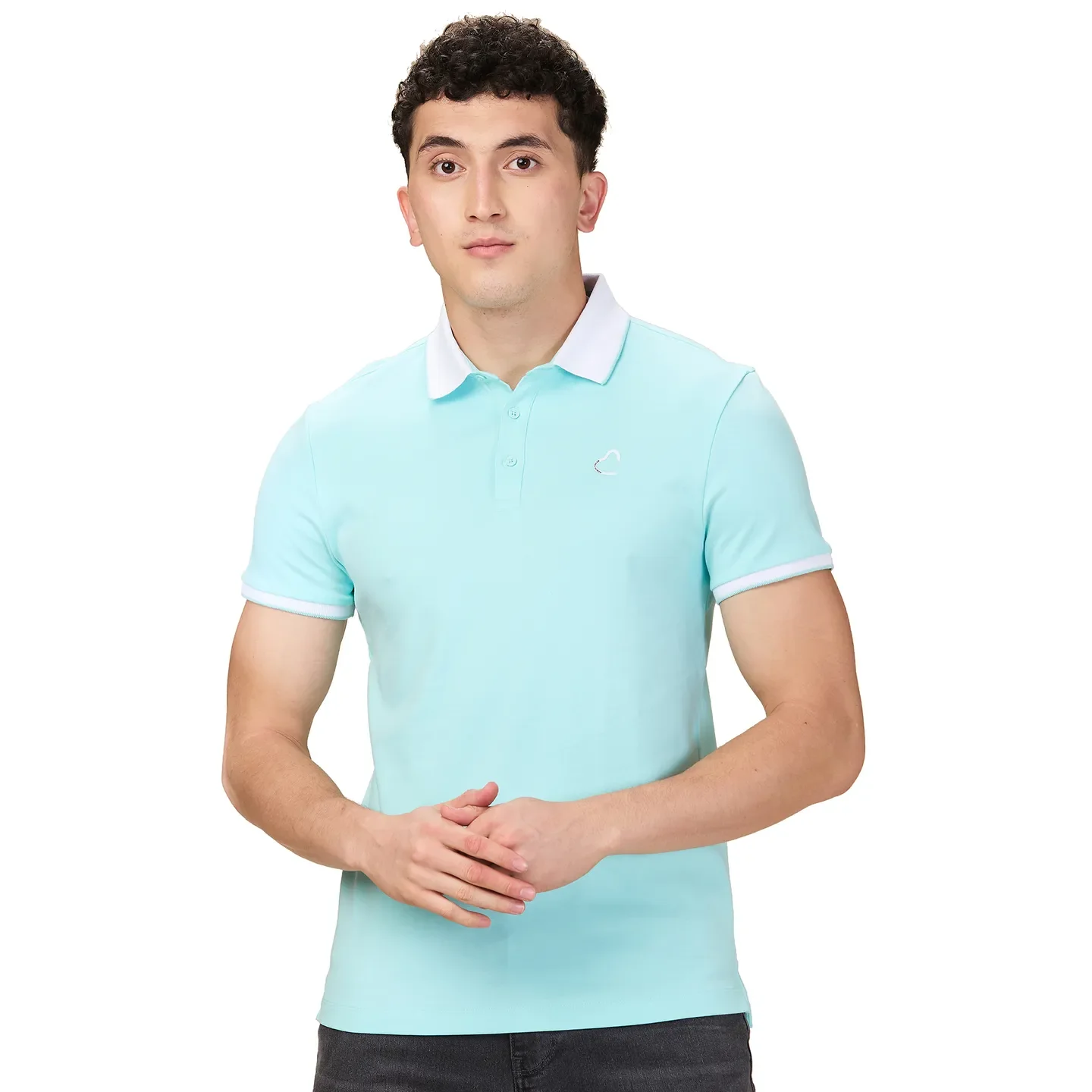 Aqua Regular Fit Men's Polo T-shirt by Being Human Clothing