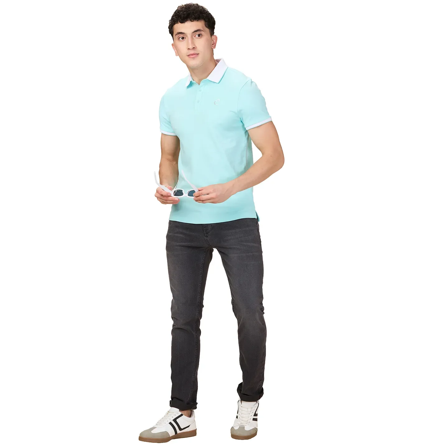 Aqua Regular Fit Men's Polo T-shirt by Being Human Clothing - Image 6