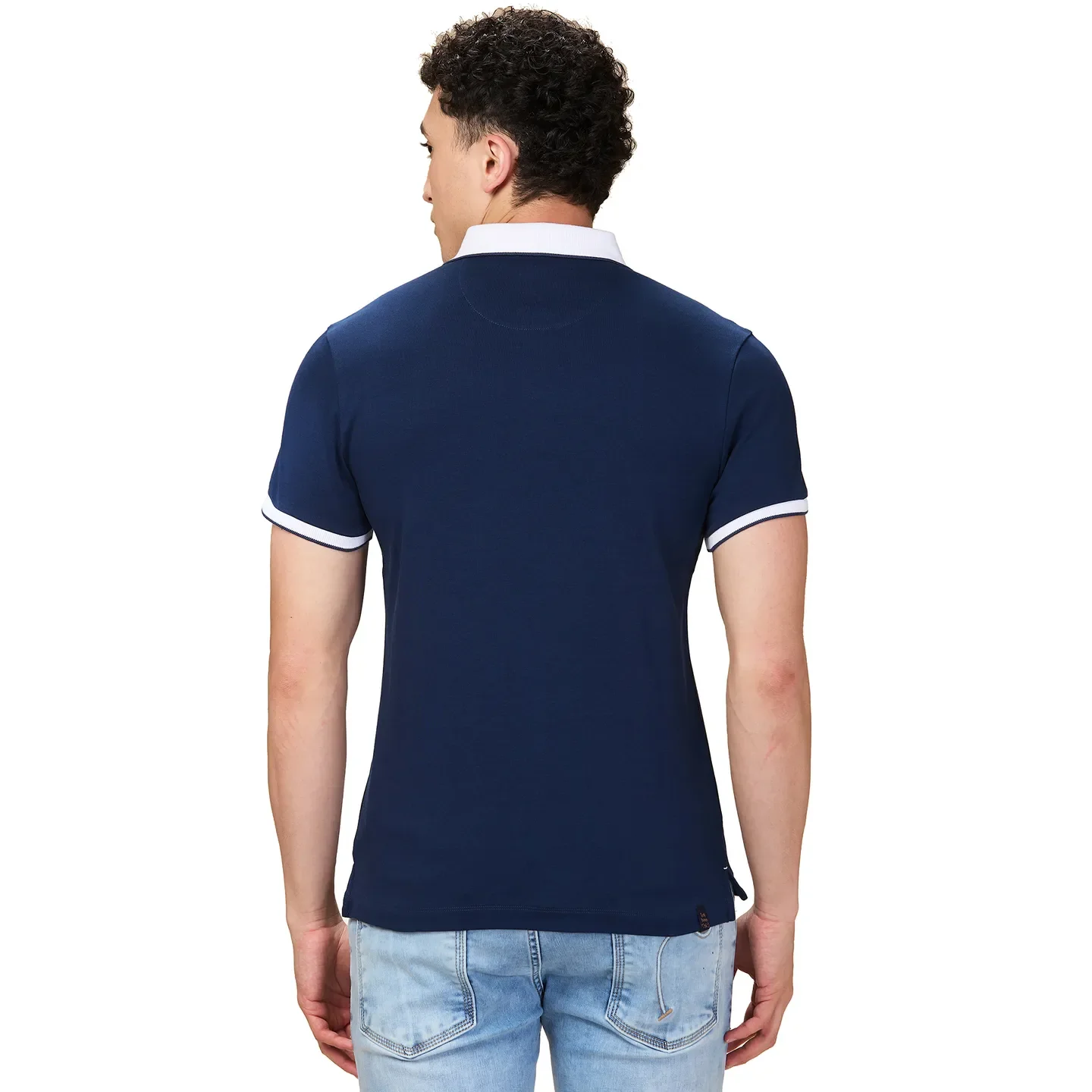 Navy Regular Fit Men's Polo T-shirt by Being Human Clothing - Image 3