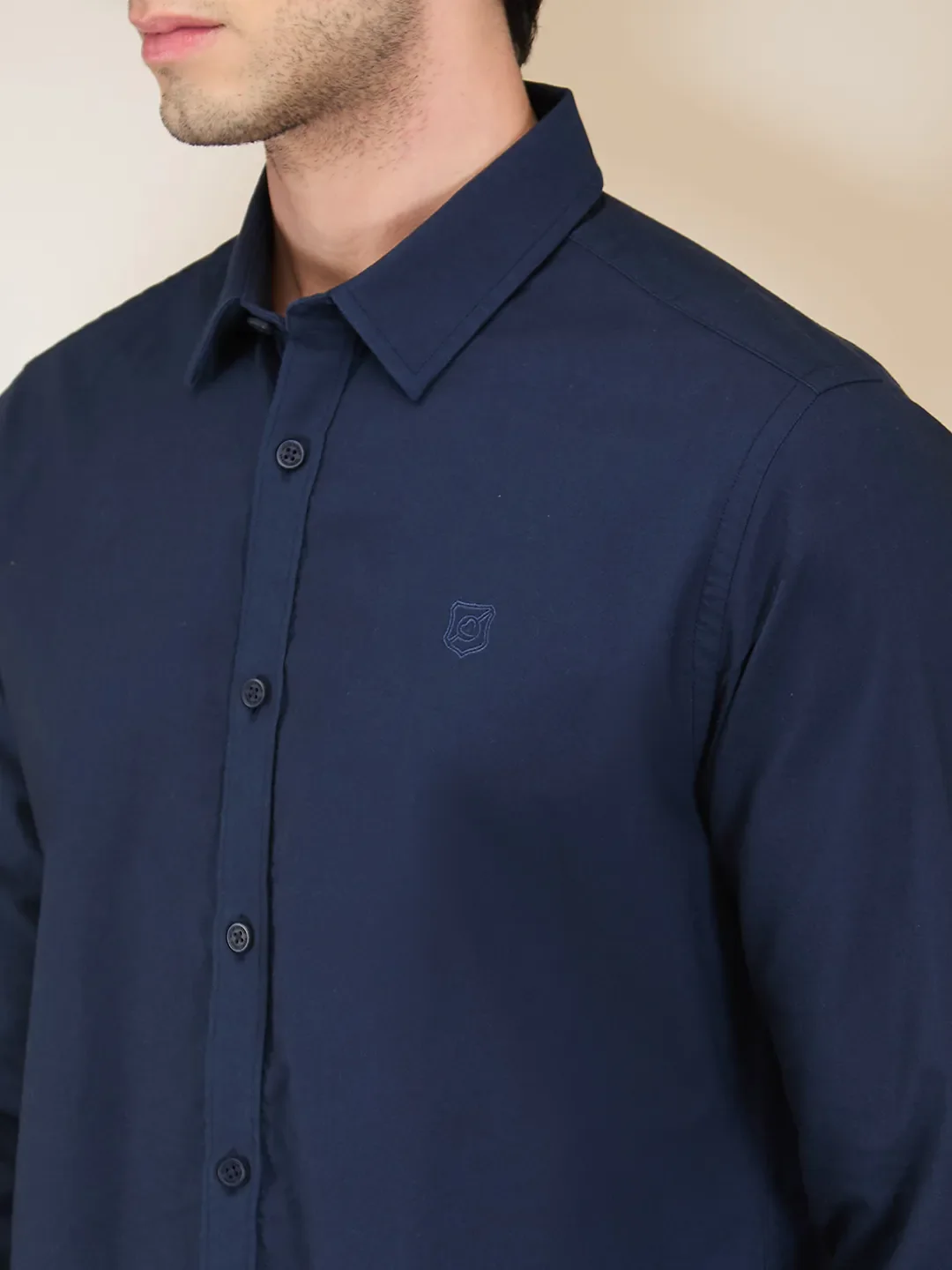 Navy Slim Fit Regular Collar Men's Shirt by Being Human Clothing - Image 5