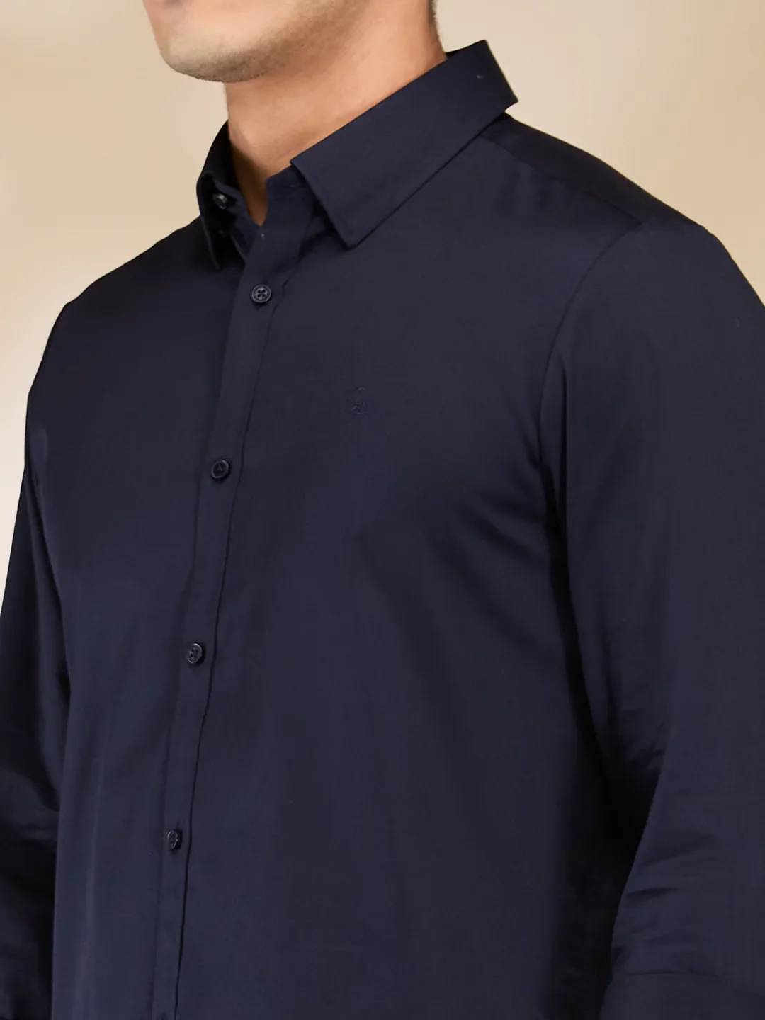 Navy Slim Fit Regular Collar Men's Shirt by Being Human Clothing - Image 5