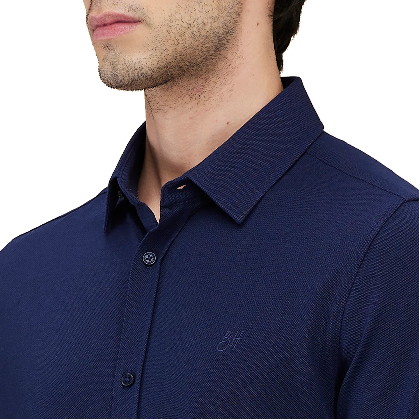 Navy Slim Fit Regular Collar Men's Shirt by Being Human Clothing - Image 5