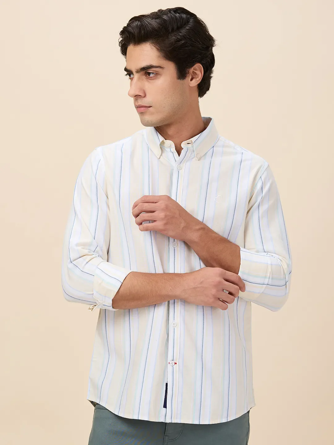 Sky Blue Slim Fit Regular Collar Men's Shirt by Being Human Clothing - Image 5