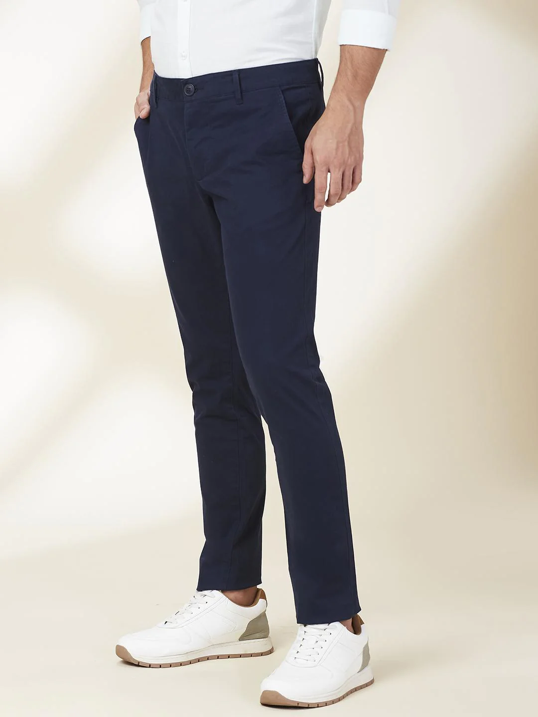 Navy Regular Fit Chino For Men By Being Human Clothing - Image 2